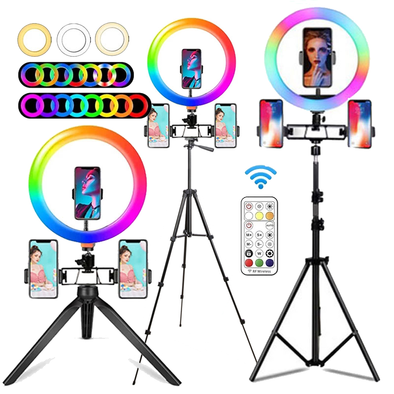Photography Lighting Circle - 10인치 RGB 링 라이트, 리모컨 포함