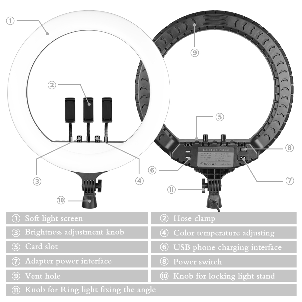 SH 18인치 노브 링 라이트 LED 셀카 비디오 램프 - Led Ring Light 18 리뷰 및 가격