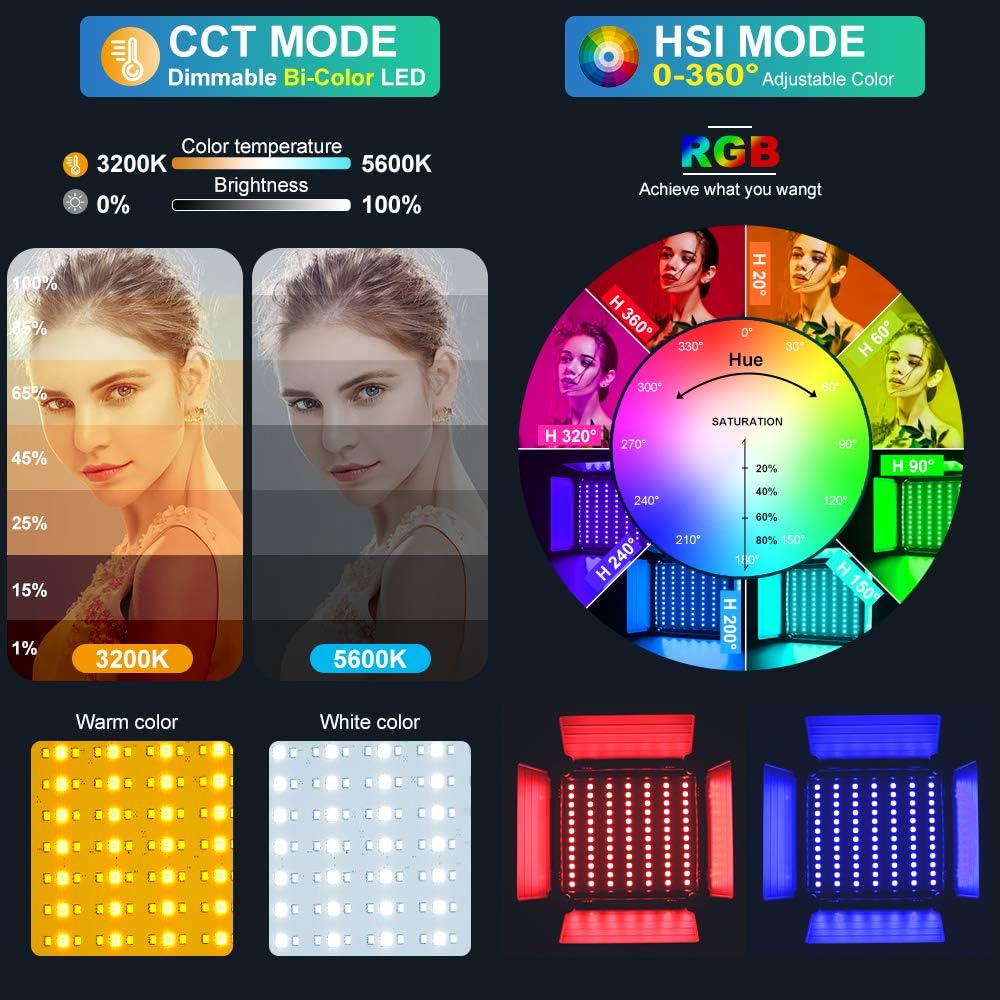 앱 제어 기능이 있는 RGB LED 패널 비디오 조명, - Photography Lighting App 리뷰 및 가격
