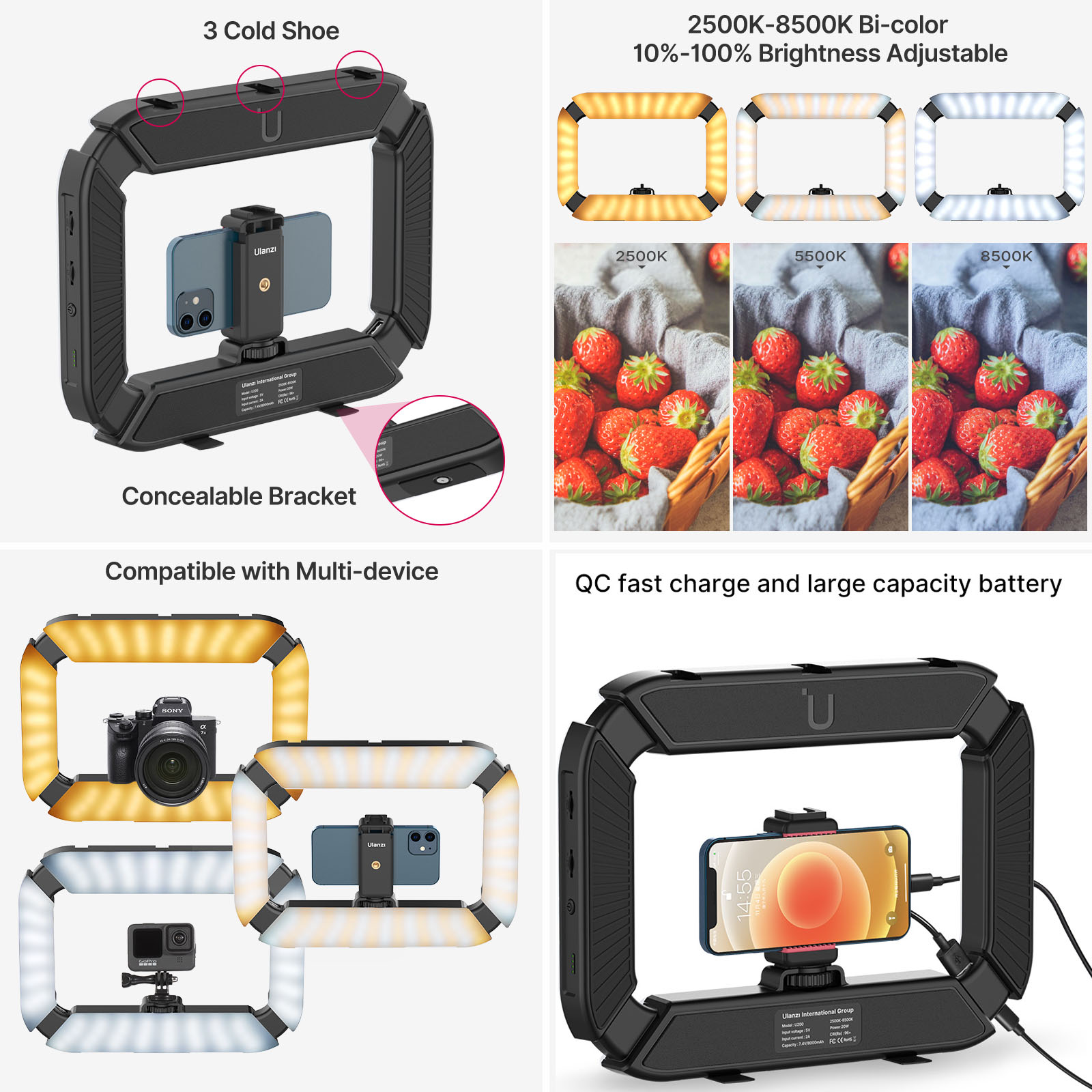 Ulanzi U200 U-200 스마트폰 비디오 조작  - Iris Photography Led Lighting Pack 리뷰 및 가격