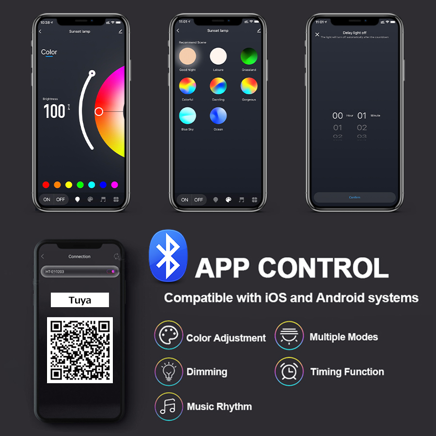 스마트 일몰 램프 Tuya LED 야간 조명 USB R - Photography Lighting App 리뷰 및 가격