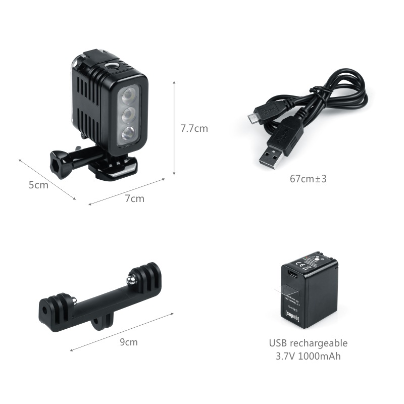 새로운 램프 다이빙 방수 LED 라이트 GoPro He - Iris Photography Led Lighting Pack 리뷰 및 가격