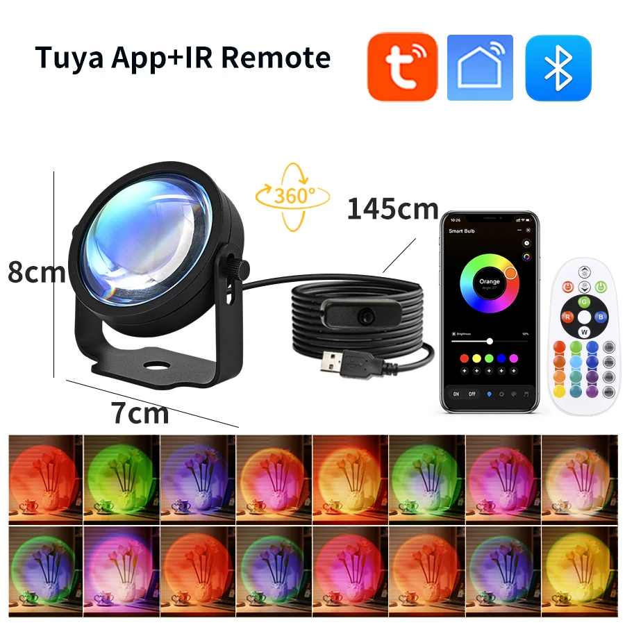 스마트 일몰 램프 Tuya USB 일몰 프로젝터 라이트 - Photography Lighting App 리뷰 및 가격