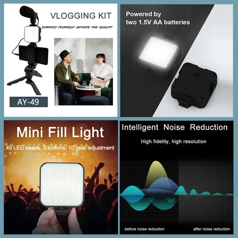 AY49 스마트폰 브이로그 키트 (삼각대, 휴대폰 거치 - Iris Photography Led Lighting Pack 리뷰 및 가격